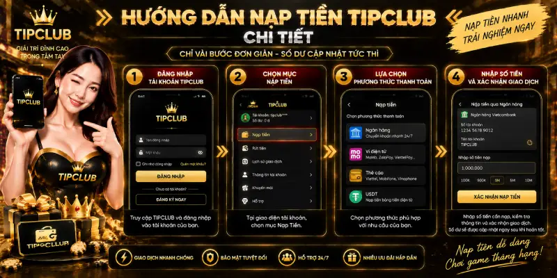 Hướng Dẫn Nạp Tiền TIPCLUB Chi Tiết