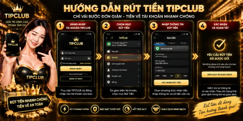 Hướng Dẫn Rút Tiền TIPCLUB Chi Tiết